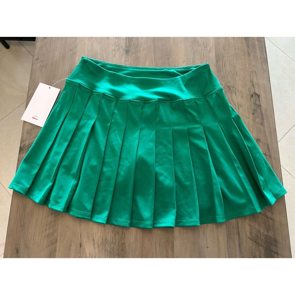 NEW! Wilson Midtown Tennis Golf Skirt Skort Size youth L Pleated Green - Picture 2 of 8